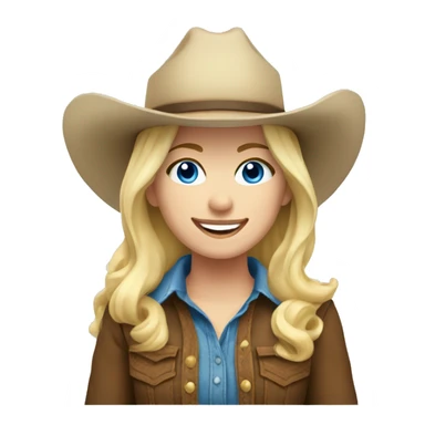 Cowgirl, pale skin, blue eyes, blonde hair, smiling sticker