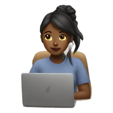 Girl Working from home sticker
