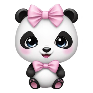 Panda with bow in baby pink sticker