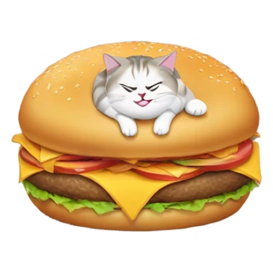 fat cat eating burgers  sticker