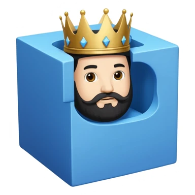 Blue king that is white fat and has a black beard in a small cube tower  sticker