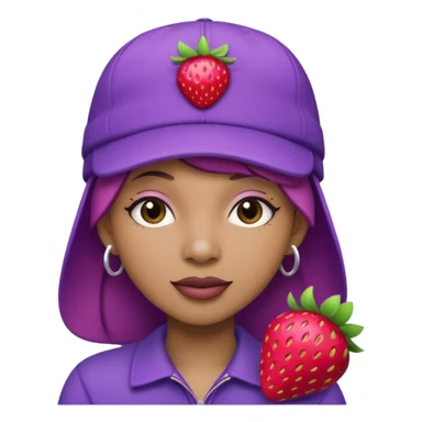 singer strawberry wearing purple cap sticker