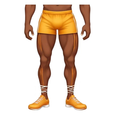Emoji-style illustration of a single muscular and defined human leg, showing visible muscle lines and a strong, shredded look. Isolated from the body. Smooth, clean vector emoji style, bright flat colors, bold outlines, minimal shading, rounded shapes, high-resolution emoji aesthetic. sticker