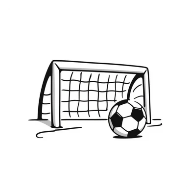 hand drawn doodle style soccer goal sticker
