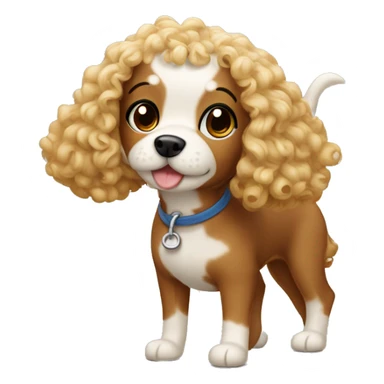 Cavopoo dog and a girl with curly hair sticker
