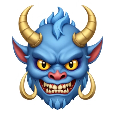 blue oni with black eye and gold iris sticker