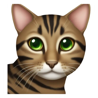 Brown and black striped tabby cat with green eyes sticker