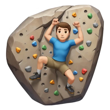 A white man with short brown hair rock climbing but bouldering style  sticker