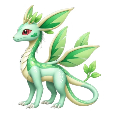 Sparkly White And Green Natural Flowery Colorful Grovyle-Flygon-Leafeon-Fakémon-hybrid-creature (full body)  sticker