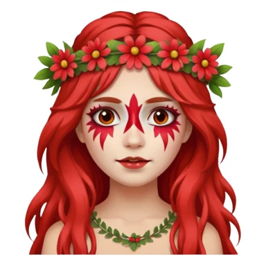 a long-haired full red face paint devil girl  sticker