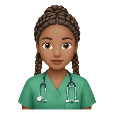 Latino woman with braids in green scrubs  sticker