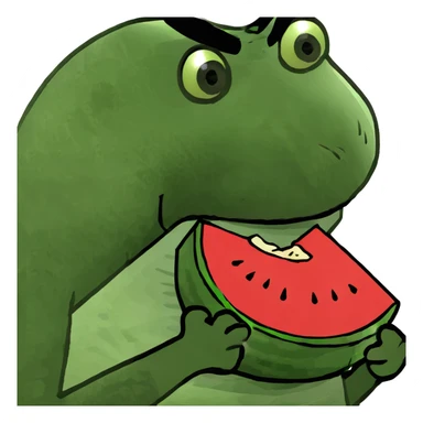 Monkey eating watermelon  and chicken  sticker