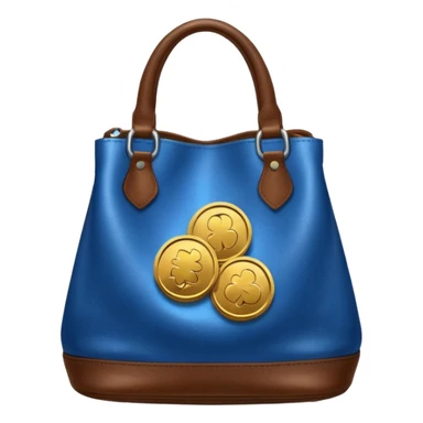blue coins on top a brown leather bag  sticker