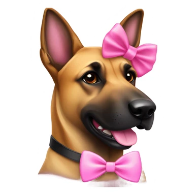 belgian malinois dog with pink bow sticker