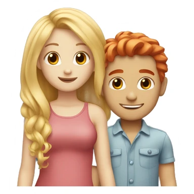Girl blonde hair and Boy red hair in love   sticker