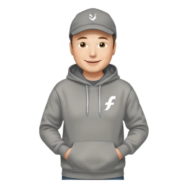 elon musk in gray hoodie full height, wear hoodie hat sticker