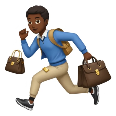 Thief running with stolen jewelry bag sticker