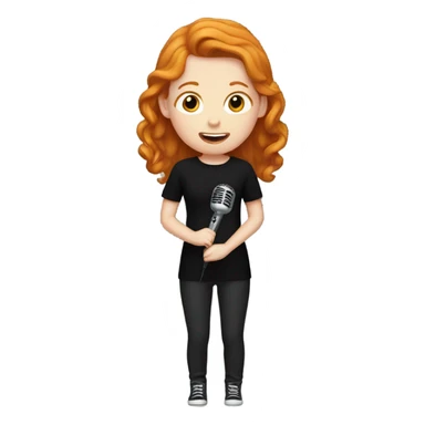 Ginger girl singing karaoke with a black jumper sticker