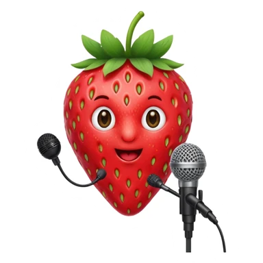 A strawberry holding mic sticker