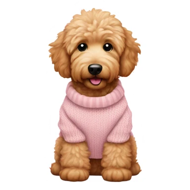 cute fluffy golden doodle with sweater in baby pink sticker