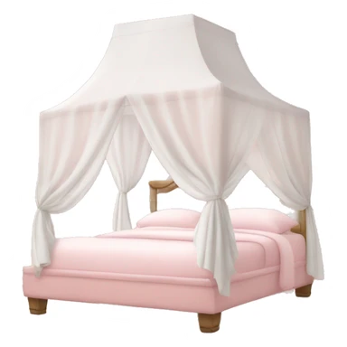 light pink bed with white curtains canopy around it sticker