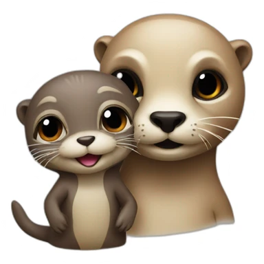 Otter and alien emoji together  sticker