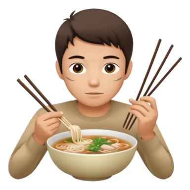 can you generate me a avatar of a male eating a bowl of pho? make it more anime sticker