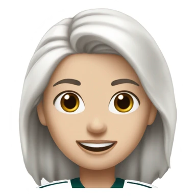 White female with light skin, medium white hair with blue eyes wearing Philadelphia Eagles jersey cheering  sticker