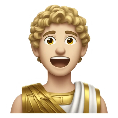 white boy in a Ancient Greek costume singing, on stage  sticker