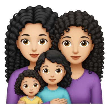 Aunt and niece, Aunt black long straight hair, light medium skin, and toddler niece, tan skin black curly hair sticker