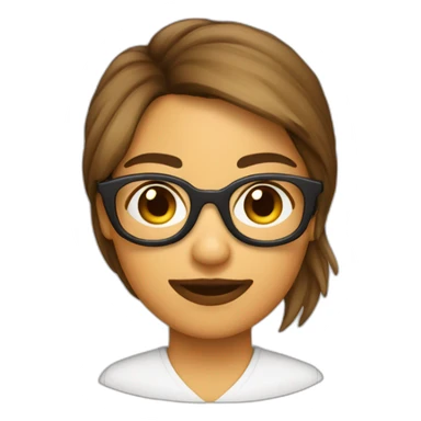 Chica pelo corto liso y marrón con gafas sticker