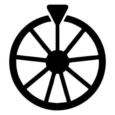 Fortune wheel with divided sections and a pointer arrow sticker