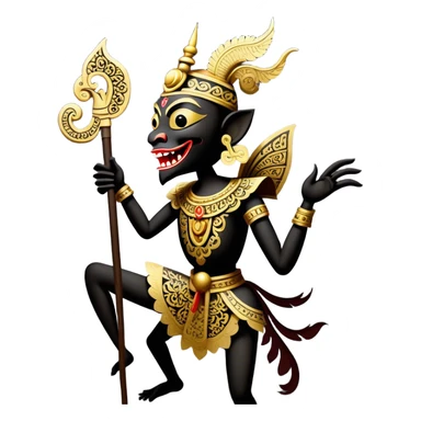 Wayang – Cinematic Realistic Wayang, depicted as intricately carved traditional Indonesian shadow puppets with expressive features and vibrant cultural motifs, set against a dark, dramatic backdrop with subtle glowing highlights that evoke the mystical art of shadow play. sticker