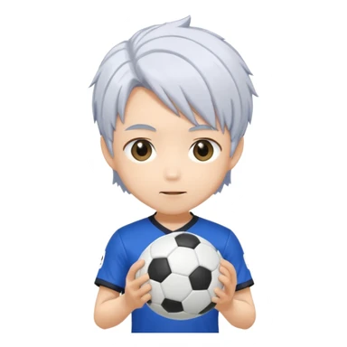 Nagi Seishiro from Blue Lock, chibi style, holding a soccer ball, playful expression, white hair sticker