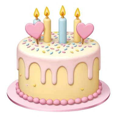 Cake with hearts and sprinkles in soft pink, beige and yellow pastel colors sticker
