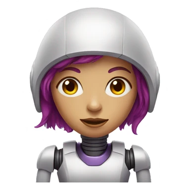 red hair robot woman whit purple eyes sticker