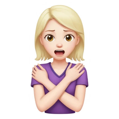 a girl arms crossed holding neck screaming  sticker