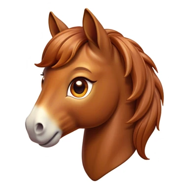 Cinematic Cute Chestnut Horse Portrait Emoji, Head tilted playfully and inquisitively, showcasing a glossy chestnut fur with a vibrant sheen and gentle, expressive amber eyes, Simplified yet irresistibly adorable features, highly detailed, glowing with a warm, friendly glow, high shine, affectionate and spirited, stylized with a touch of whimsy, bright and endearing, soft glowing outline, capturing the essence of a mischievous yet loving horse, so playful it feels like it could prance out of the screen and into your arms! sticker