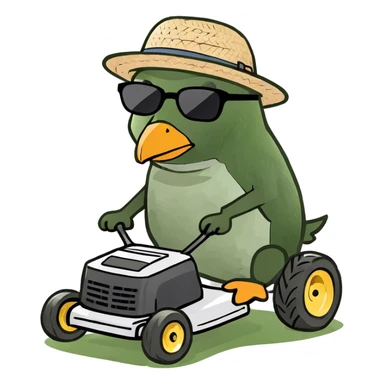 Penguin mowing  sticker