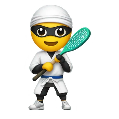 Ninja holding a pickleball paddle sticker