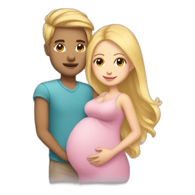 Pregnant blonde with boyfriend sticker