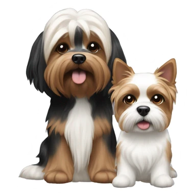 black and white havenese with an brown and white yorkie sticker
