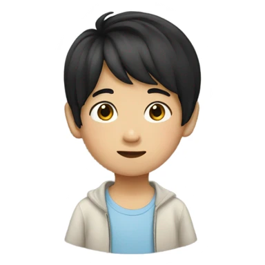 asian boy child with black hair  sticker