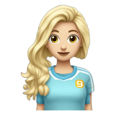 Chica rubia ojos azul celeste con jersey gris con gesto de ok sticker