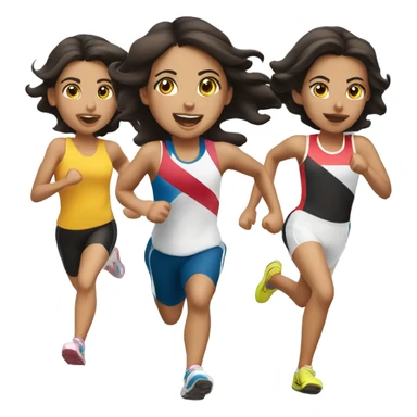 3 pale hispanic girls running a race sticker