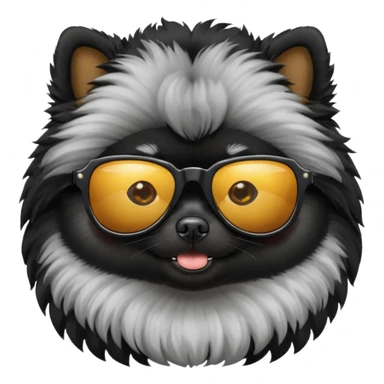 A black pomerian with sunglasses  sticker