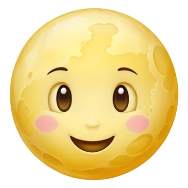 Venus planet with cloudy yellow surface and a cute happy smiling face sticker