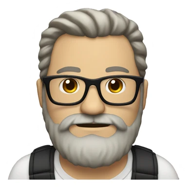 Heavy white dad with a big brown beard and black rectangle glasses sticker