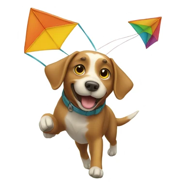 Dog flying a kite  sticker
