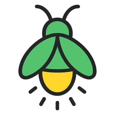 a green glow bug, minimal, green, glowing, icon-like sticker